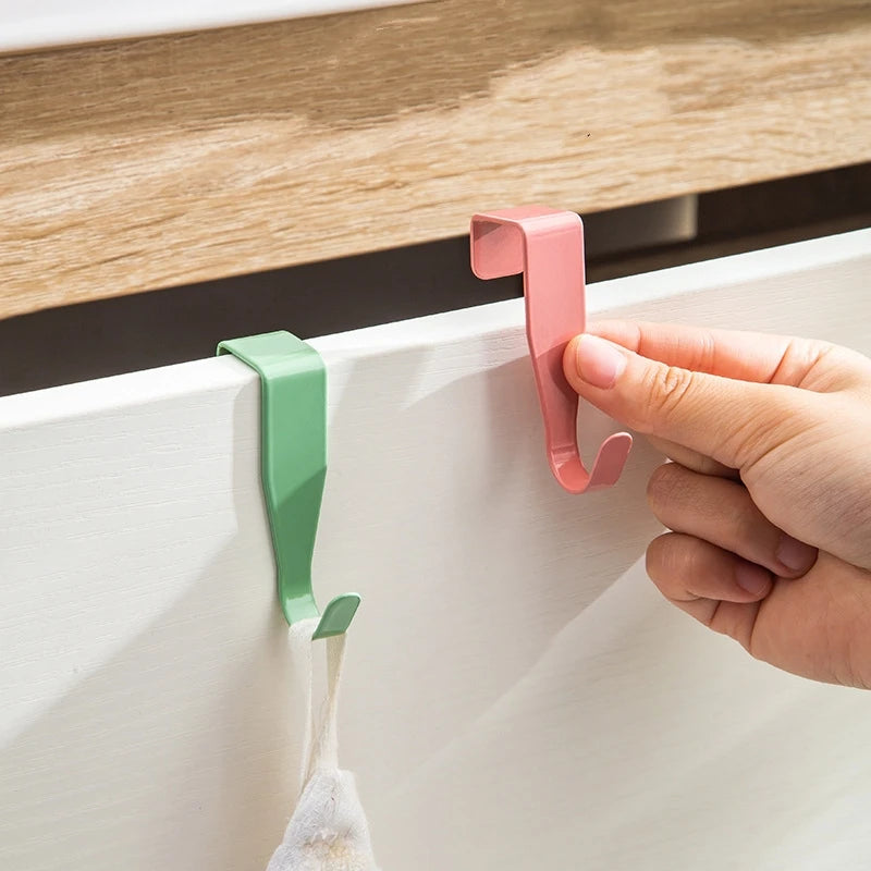 Punch-Free Cabinet Door Hook – Metal Towel & Coat Hanger