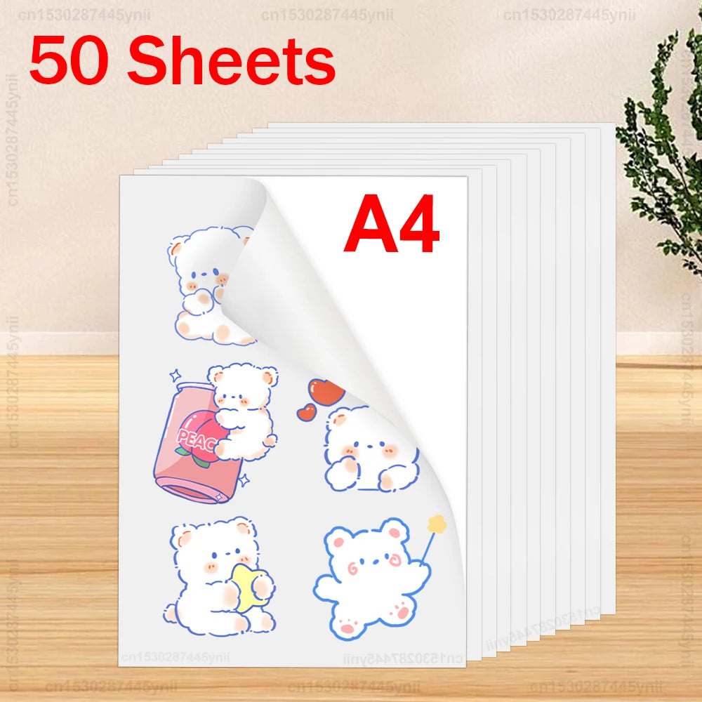 Printable Vinyl Sticker Paper A4 Self-Adhesive 20/50 Sheets
