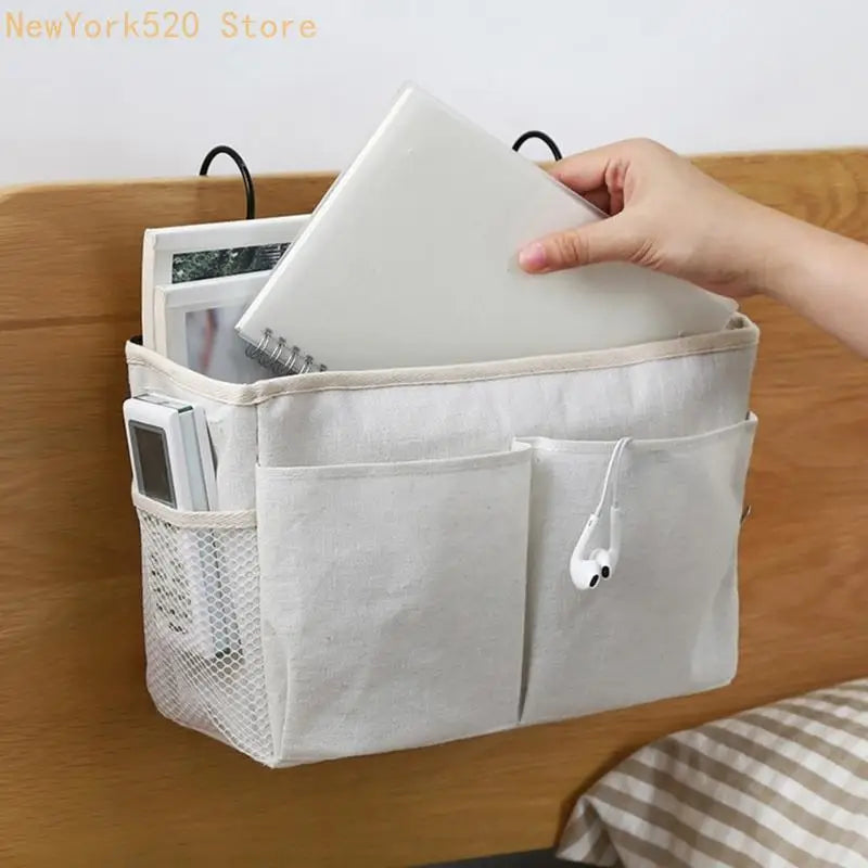 Bedside Storage Organizer Cotton Hanging Caddy with Pockets