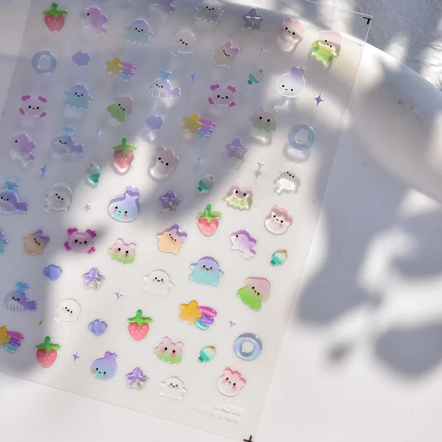Summer Jelly Nail Stickers – Fruit, Bow & Flower Decals