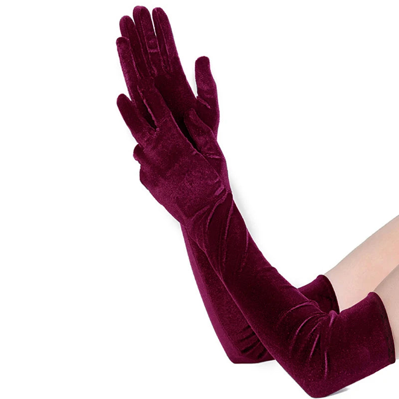 Women's Velvet Long Dress Gloves – Elegant Evening & Party