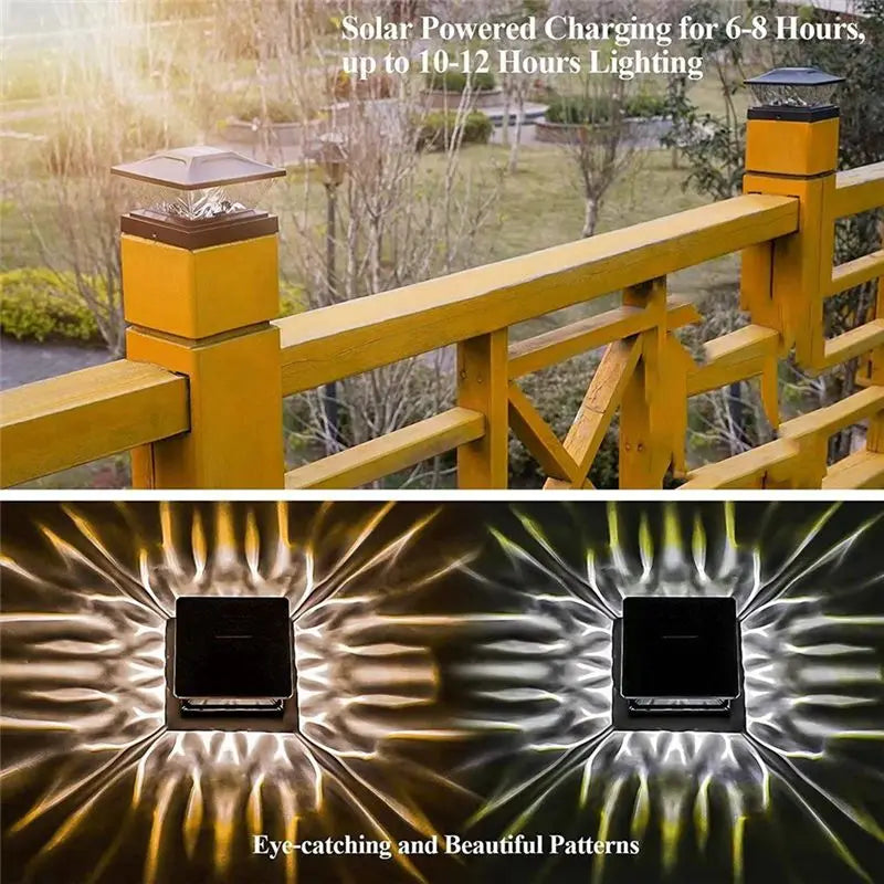Solar LED Fence Post Cap Lights – Dual Mode, IP65, 2-Pack