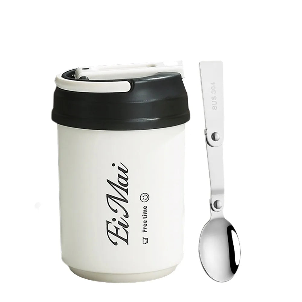 304 Stainless Steel Insulated Coffee Mug 450ml + Folding Spoon
