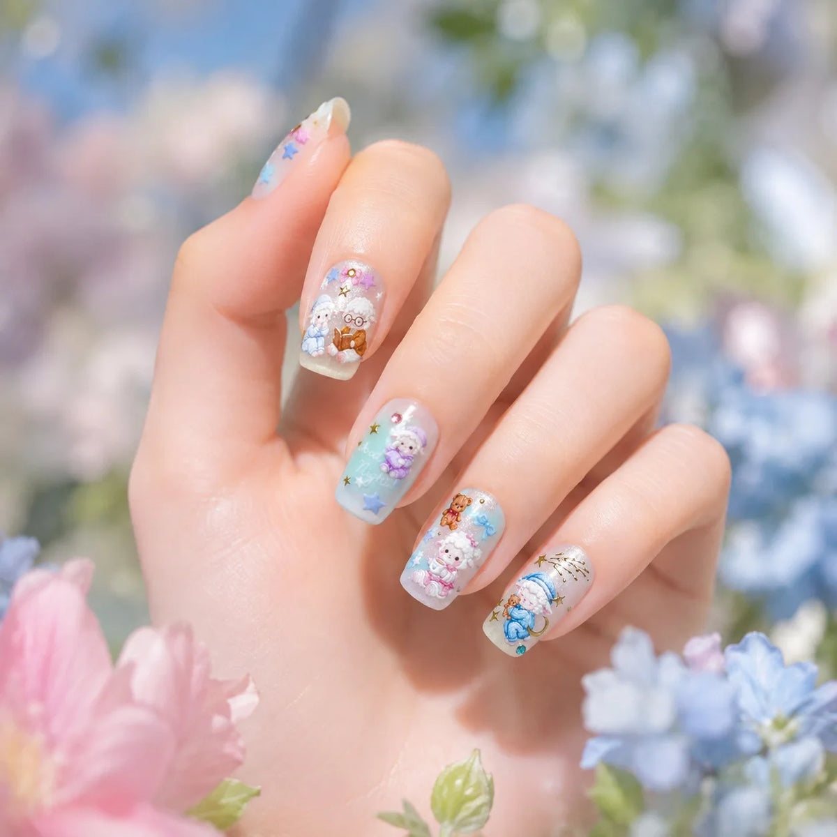 5D Embossed Nail Stickers – Cute Cartoon DIY Nail Decals