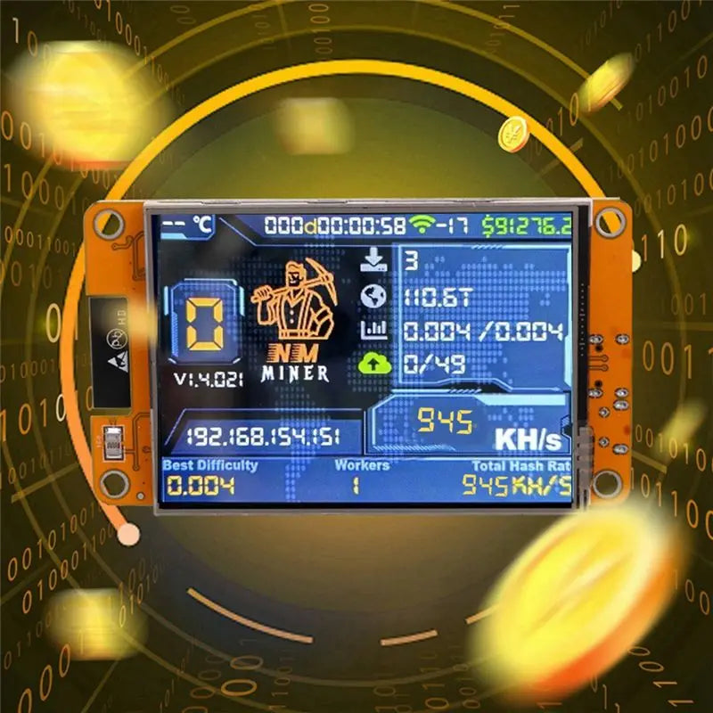 NMMiner NerdMiner 945KH/S Bitcoin Solo Lottery Miner 2.8" Display