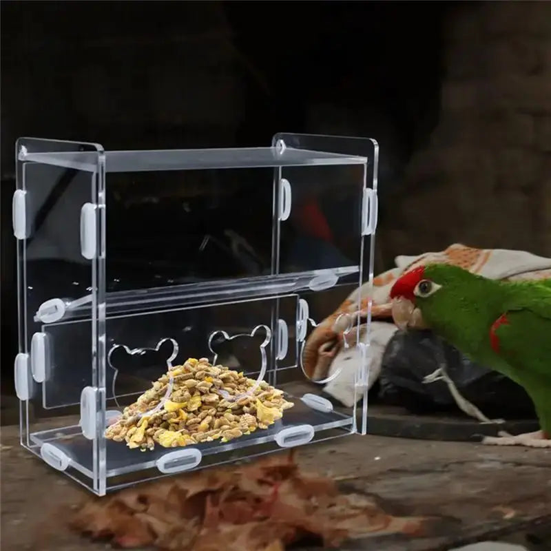 Clear Acrylic Bird Feeder Box – No-Mess Multi-Hole Dispenser