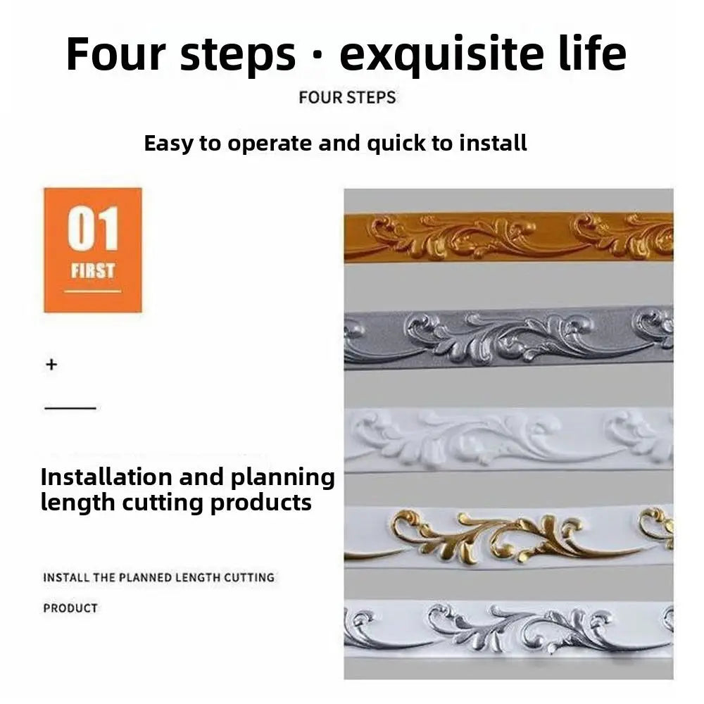 Self-Adhesive 3D Foam Wall Edge Strip Decorative Trim 2.6cm×1m