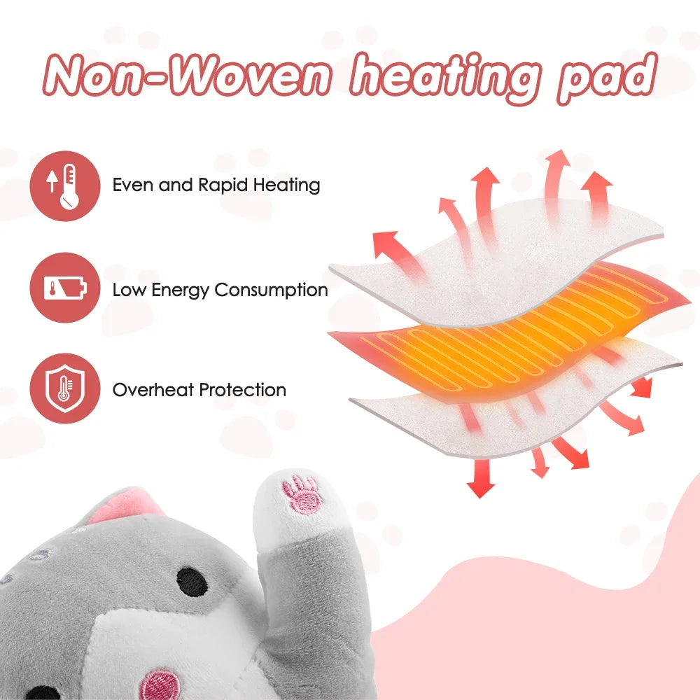 Cute Cat USB Electric Heating Pad – 5 Temps & 5 Timers