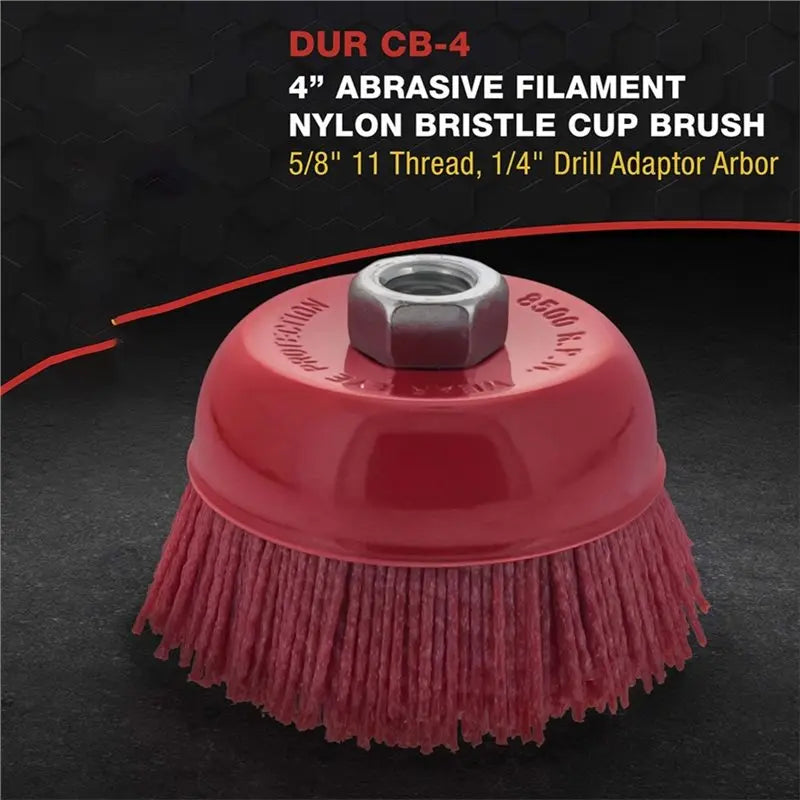 4" Coarse Grit Nylon Bristle Cup Brush for Drills & Grinders
