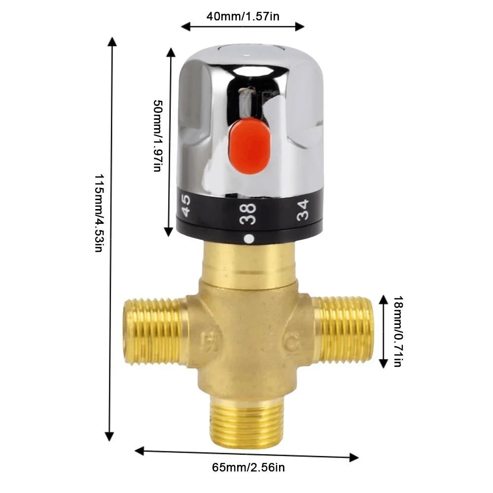 G1/2 Brass Thermostatic Mixing Valve 3-Way 20–50°C