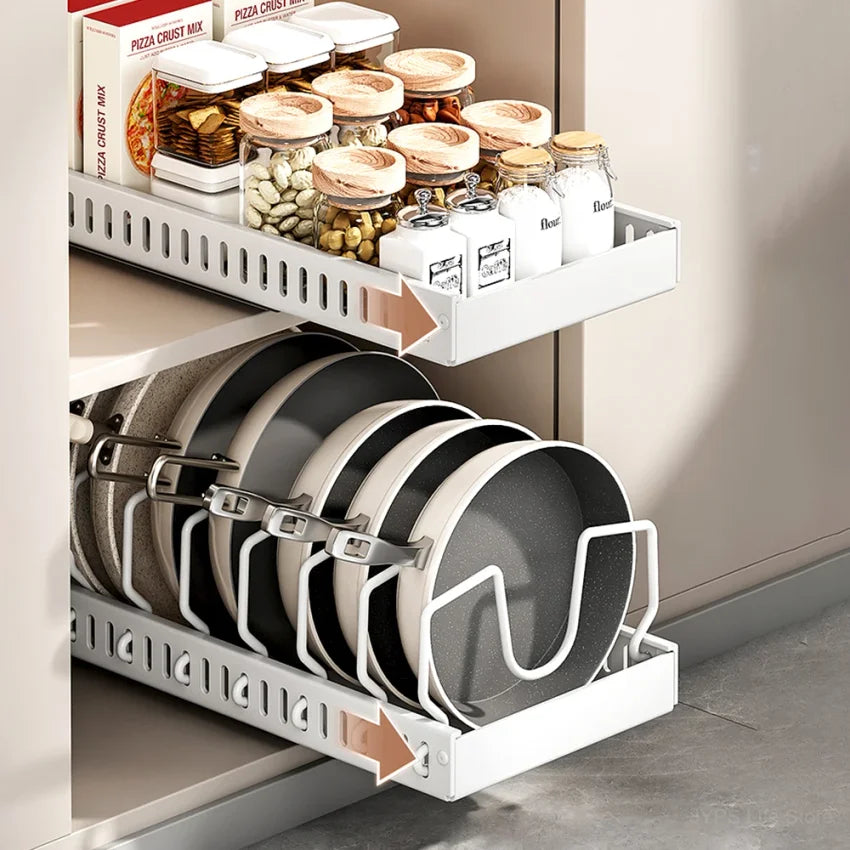 Pull-Out Pots & Pans Organizer | Sliding Cabinet Rack
