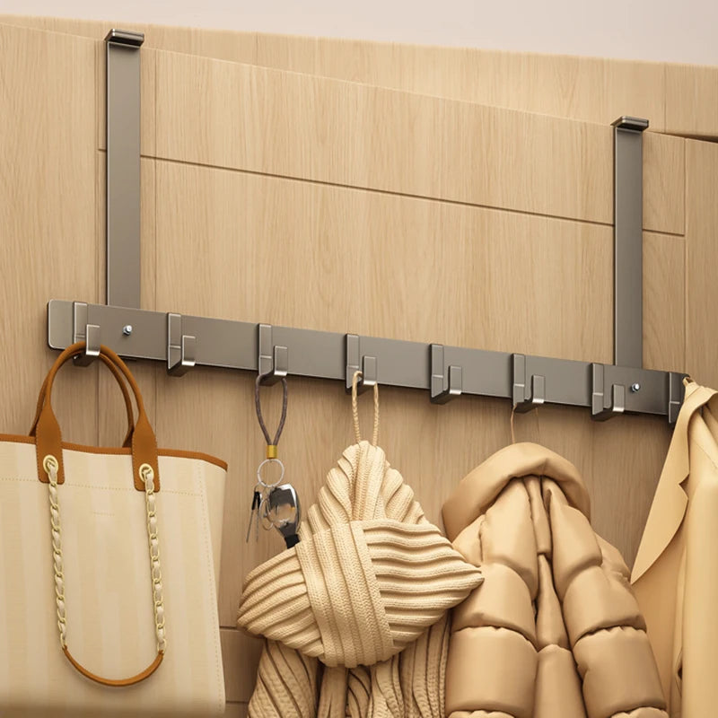 Over-The-Door Hook Rack 5/7 Hooks Aluminum Adjustable Organizer