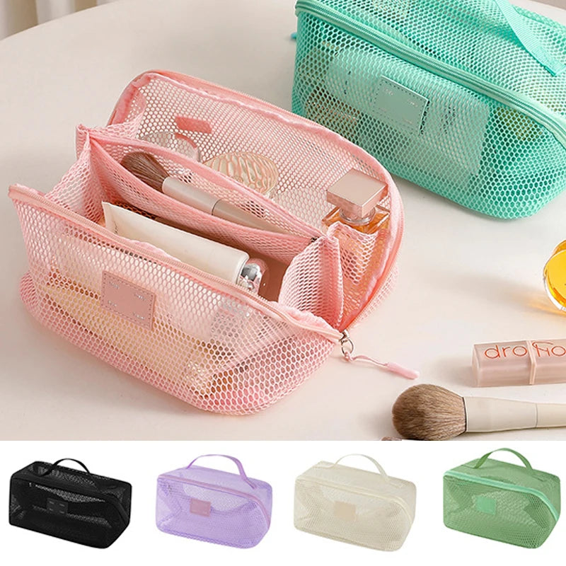 Mesh Clear Makeup Bag – Travel Toiletry Cosmetic Organizer