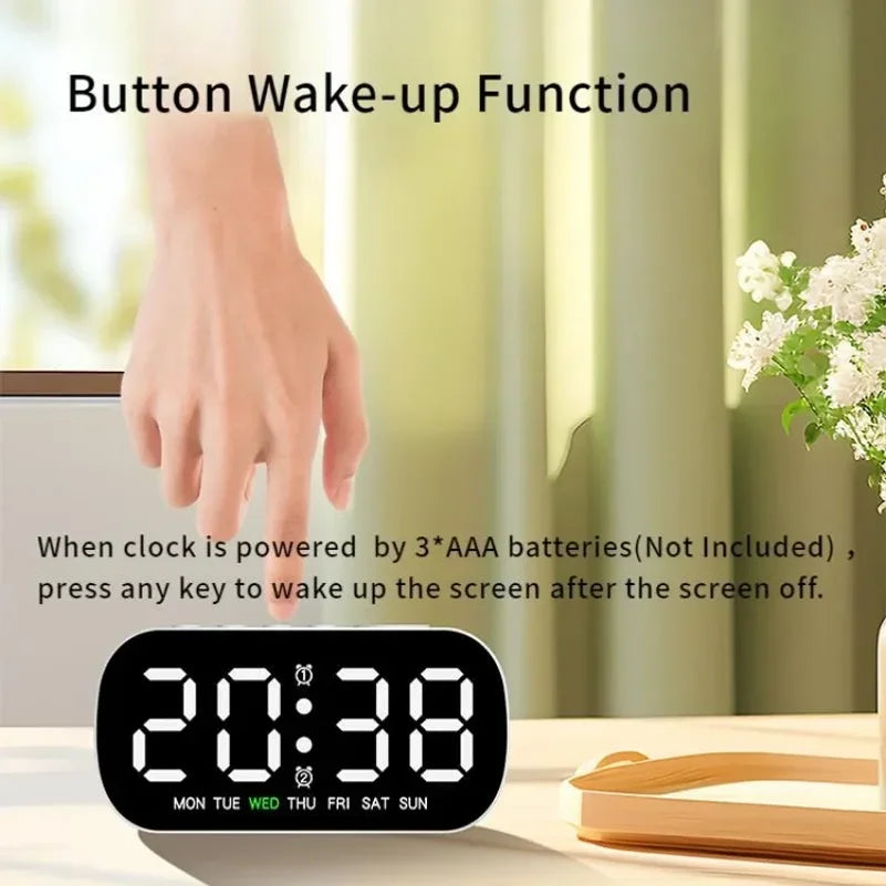 USB Digital Alarm Clock – Dual Alarm, Temperature, Night Mode