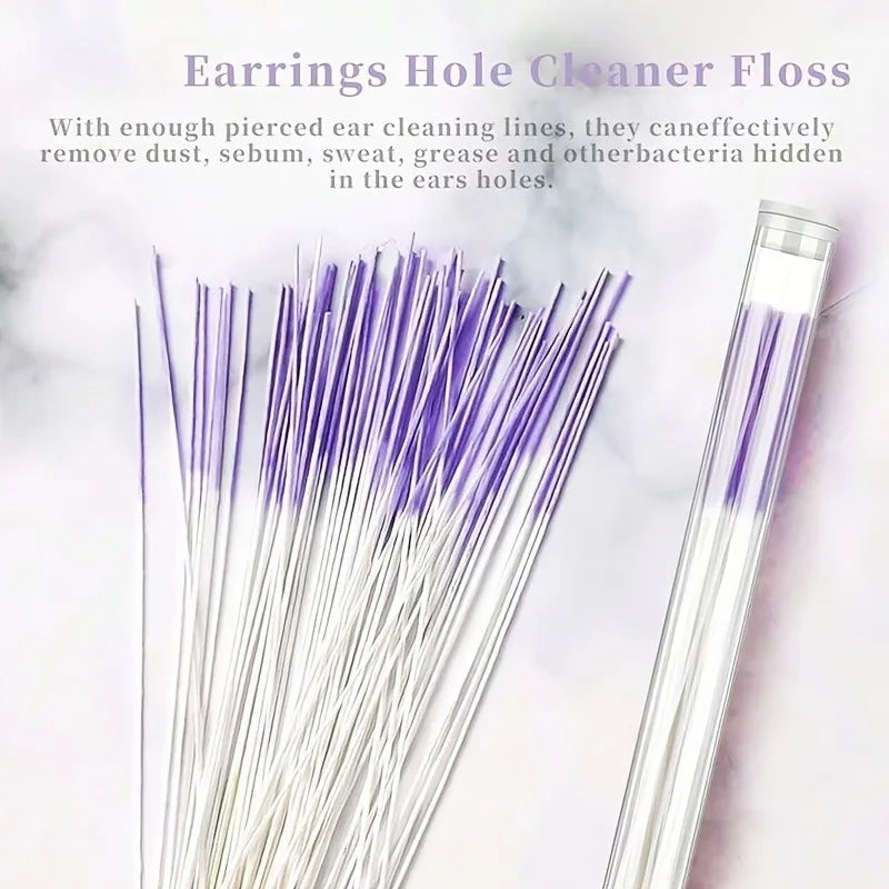 70-Piece Ear Piercing Cleaning Floss – Unscented Dirt Cleaner