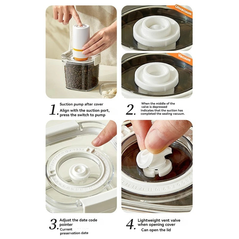 Electric Vacuum Seal Container for Coffee, Rice & Cereal Storage