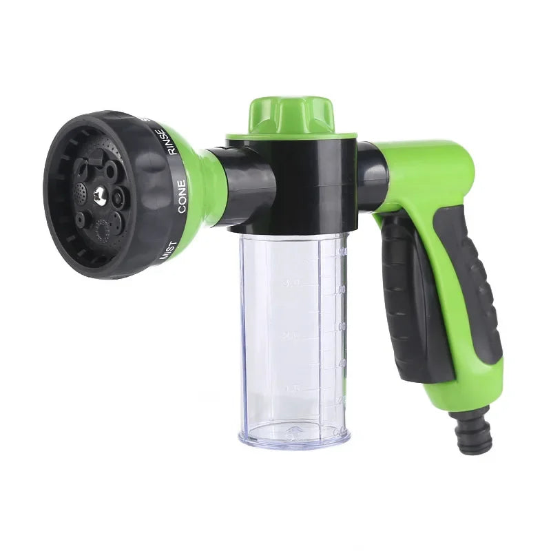 8-Pattern Garden Hose Nozzle Sprayer with Foam Container