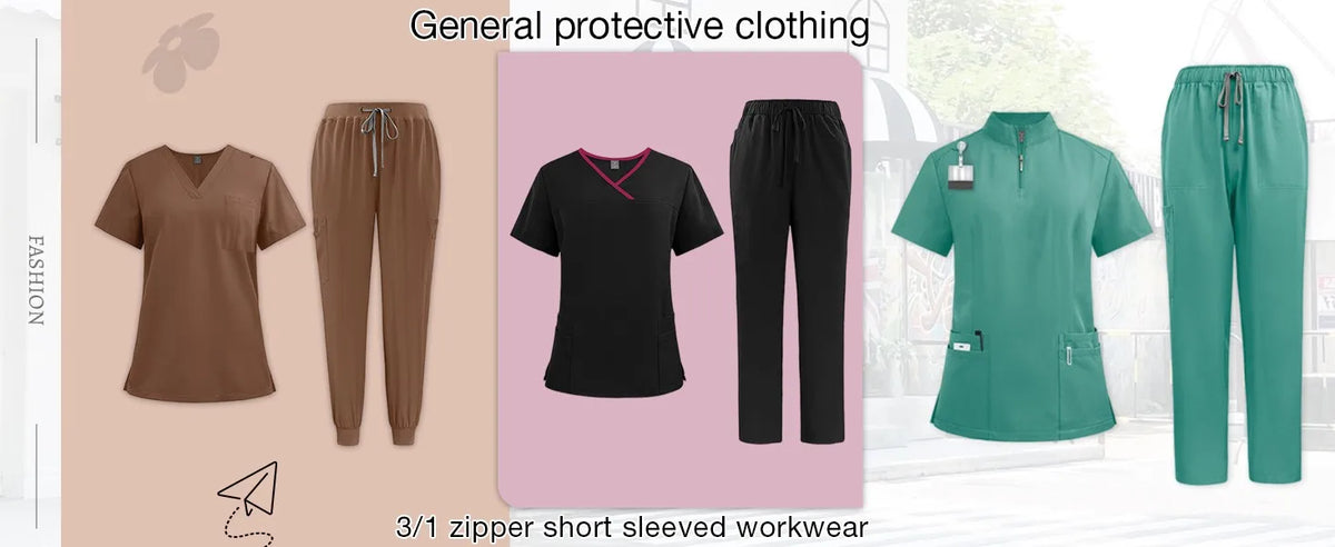 Women's V-Neck Scrubs Set – Nursing Jogger Pants & Top