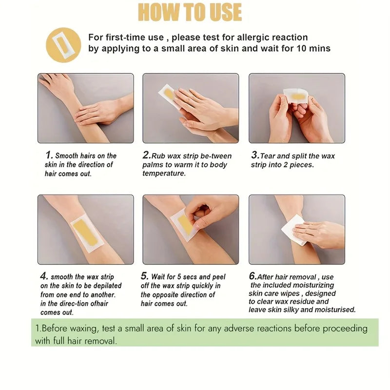 10-Pack Honey Facial Wax Strips – Brows, Lips & Cheeks