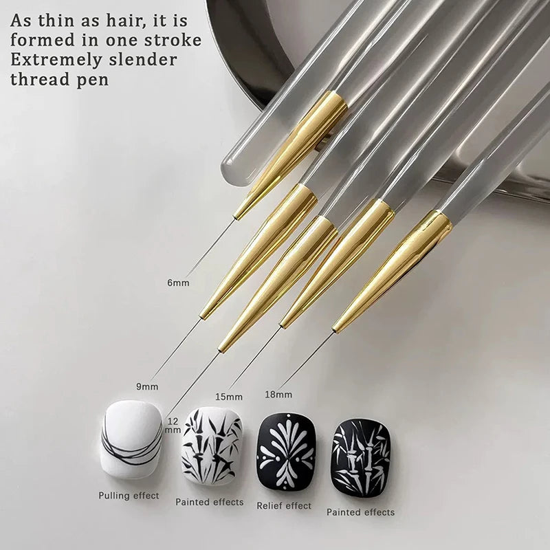 5-Pc Fine Nail Art Liner Brush Set – UV Gel & DIY Painting Pens