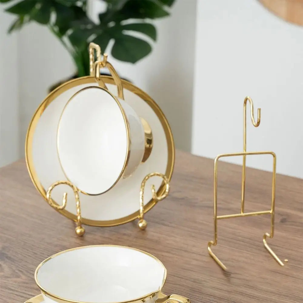 Metal Cup & Saucer Display Stand – Tea Coffee Organizer Rack