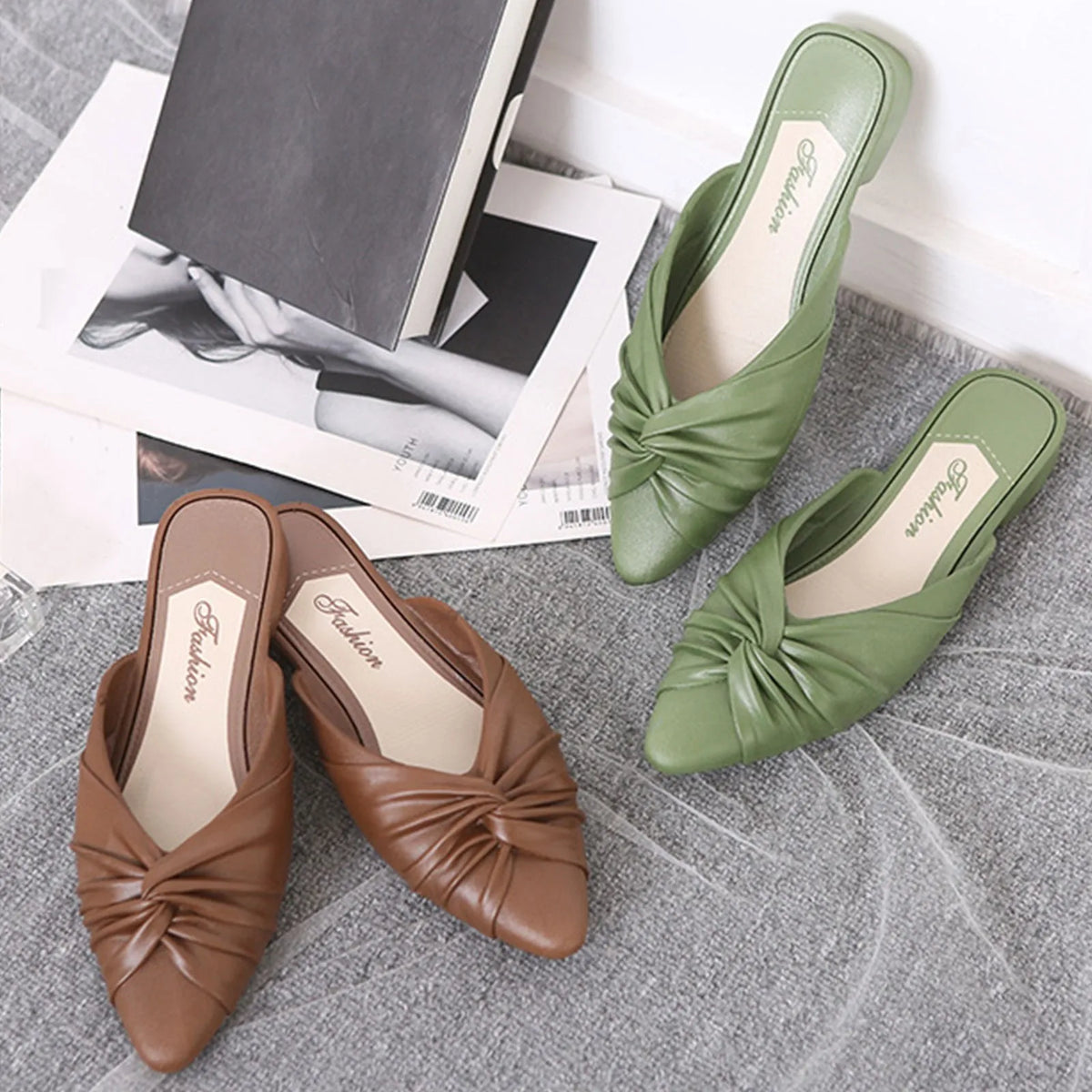 Women's Pointed Toe High Heel Slippers – Korean Style 2025