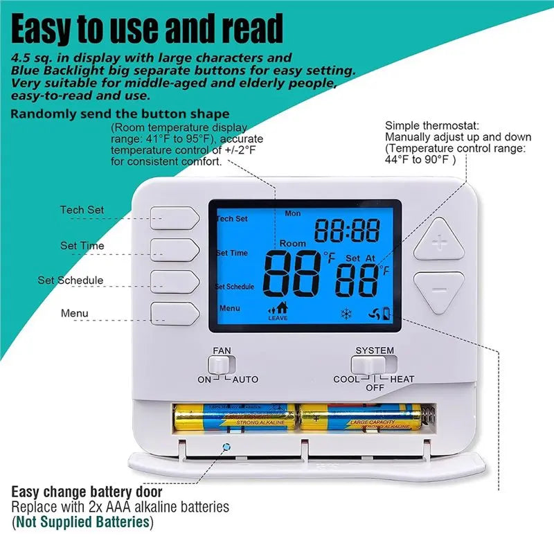 Programmable Thermostat 1H/1C Home Heating & Cooling – STN715