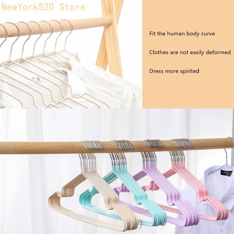10-Pack Non-Slip Metal Clothes Hangers with Plastic Coating