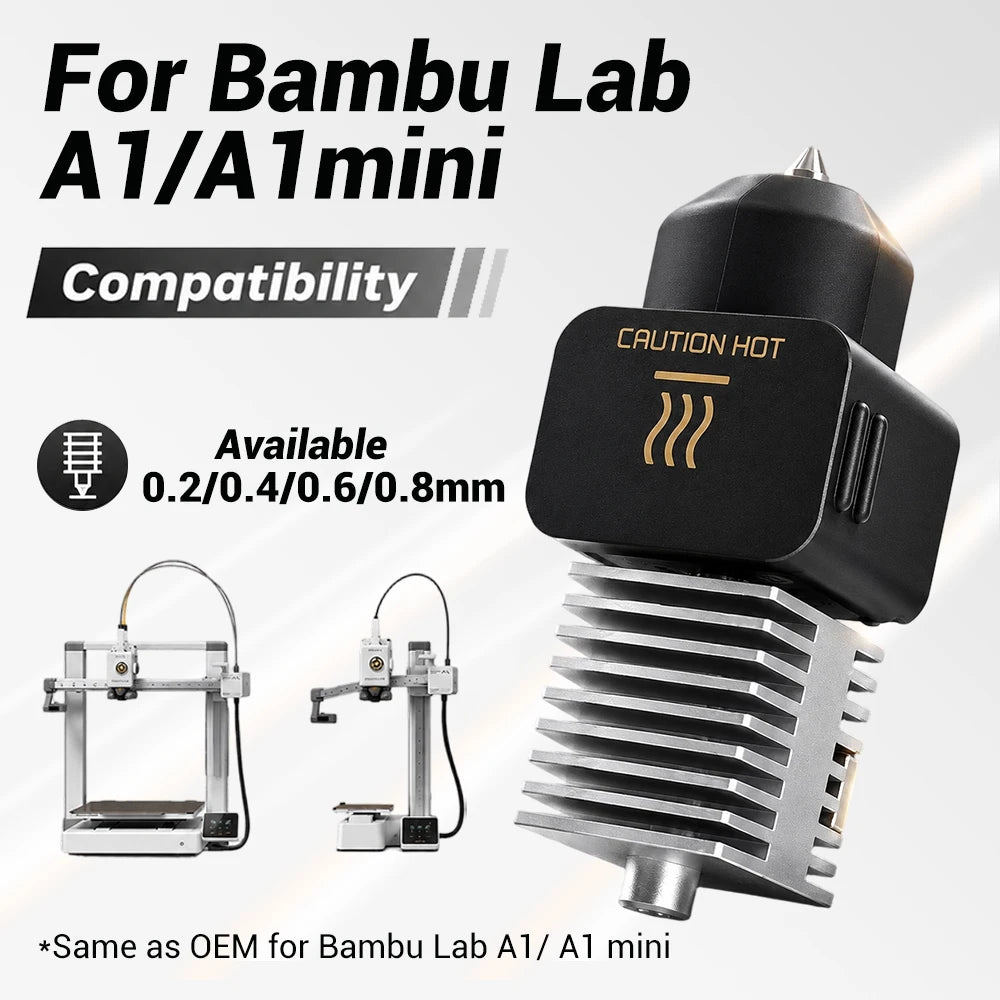 Hotend Kit for Bambu Lab A1 A1 Mini A2L – Stainless Steel Nozzle