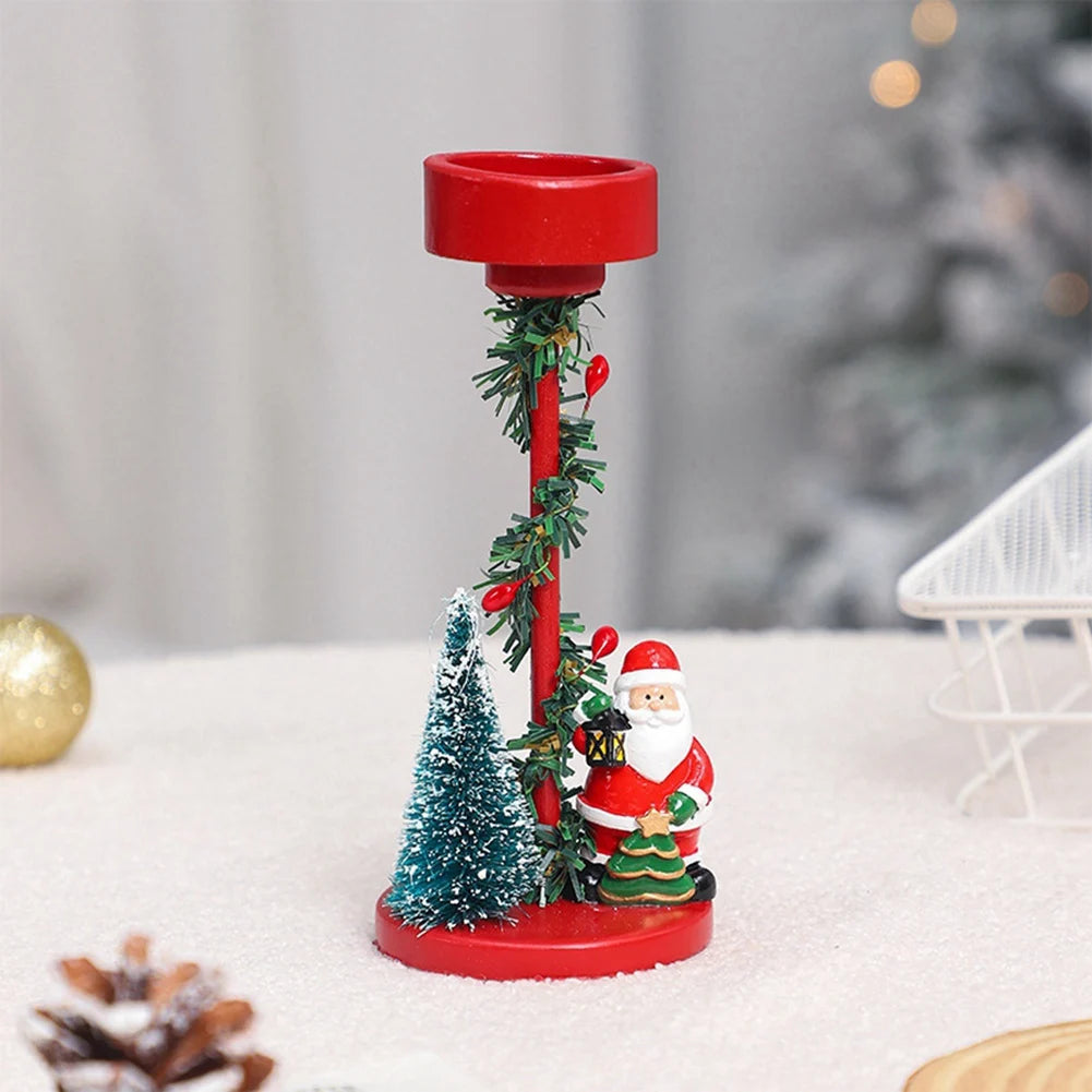 Christmas Candlestick Holder – Festive Resin Tea Light Stand
