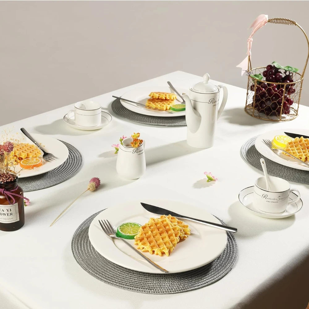 Round Woven Placemats Set of 6 – 34cm Heat Resistant PP Mats