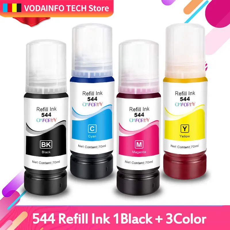 T544 Dye Ink 70ml Refill Kit for Epson EcoTank 544 Printers