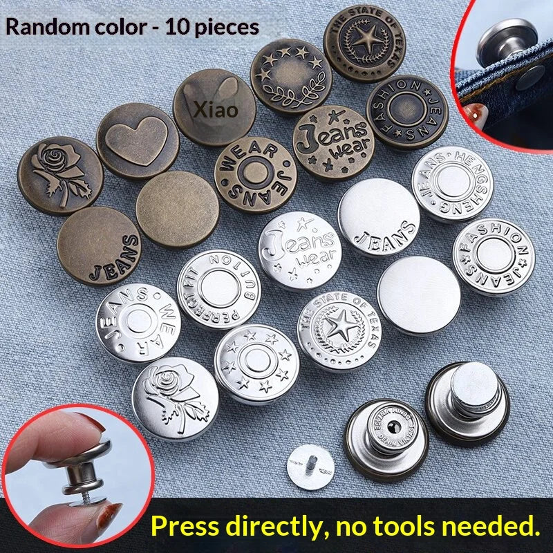 Detachable Metal Jeans Buttons – Adjustable Waist Tightener