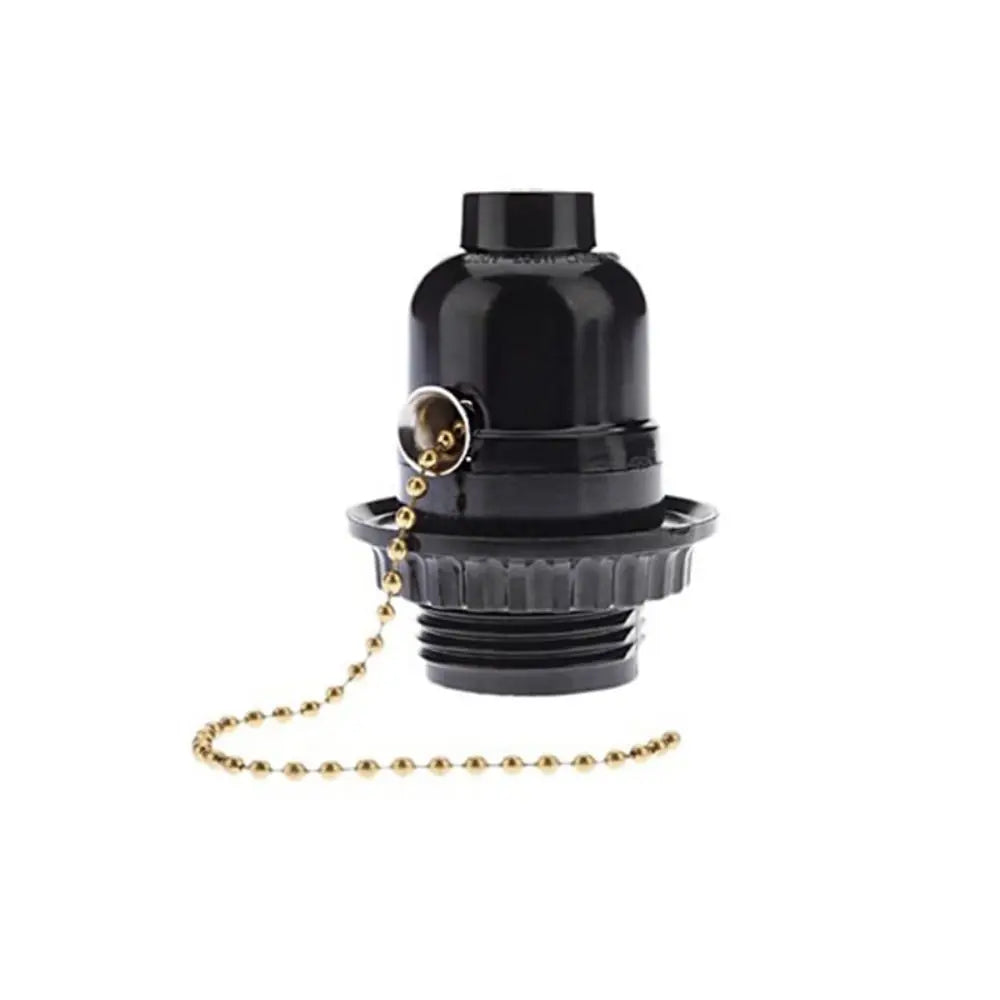 E27 Pull Switch Lamp Holder – Bakelite Bulb Socket 250V Black