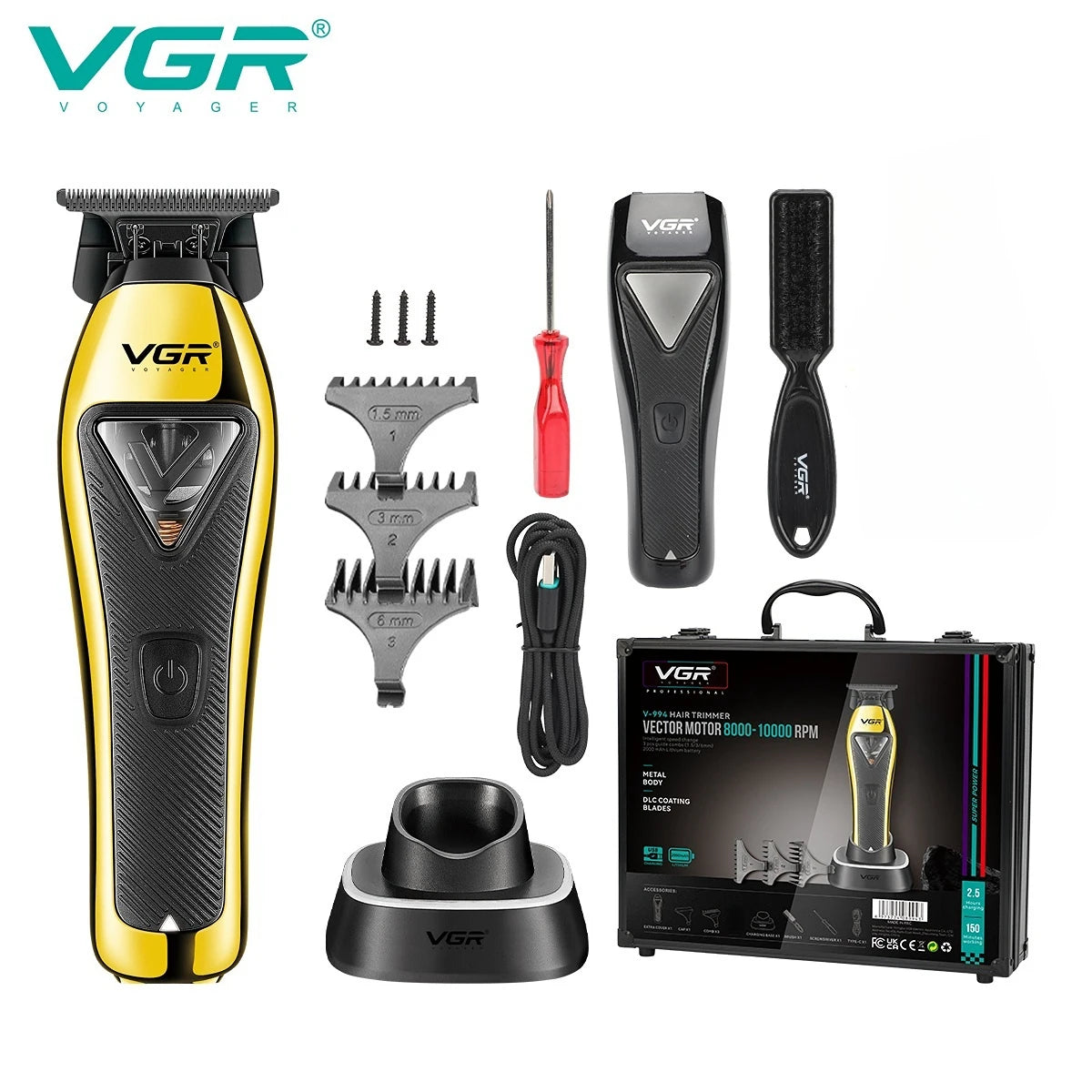 VGR V-994 Professional Hair Clipper 10000 RPM Metal Body