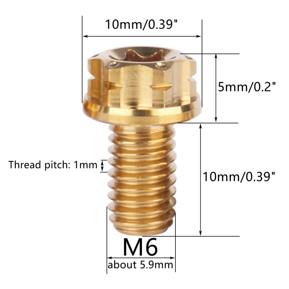 GR5 Titanium M6 Crown Bolt 10–30mm | Anti-Theft Decorative Screw