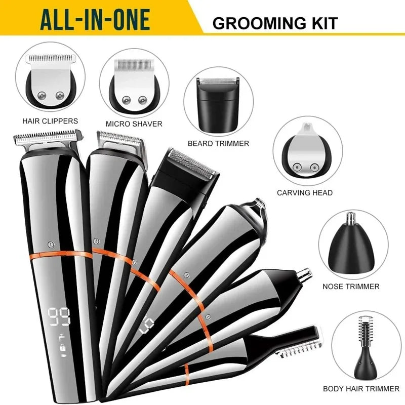 Kemei 11-in-1 Men's Electric Hair & Beard Grooming Trimmer Kit