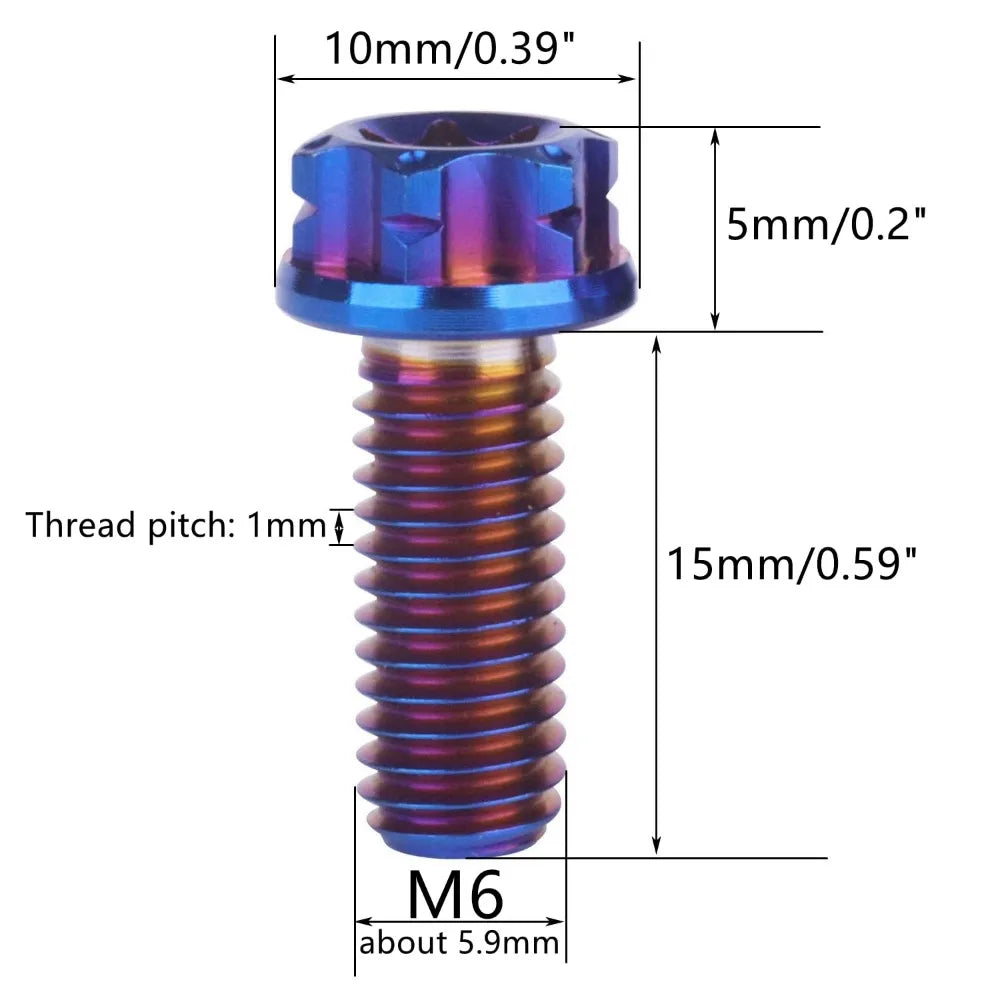 GR5 Titanium M6 Crown Bolt 10–30mm | Anti-Theft Decorative Screw