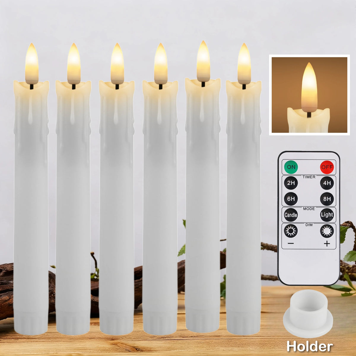 Flameless LED Taper Candles with Remote & Timer | Battery Operated