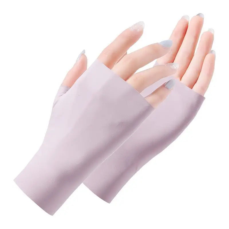 UV Protection Fingerless Gloves – Ice Silk Nail Art Sun Care