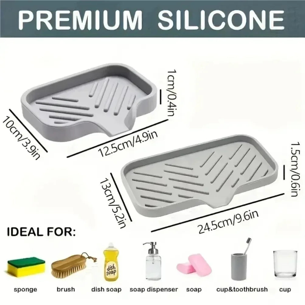 Silicone Sink Tray Soap Sponge Holder Kitchen Organizer