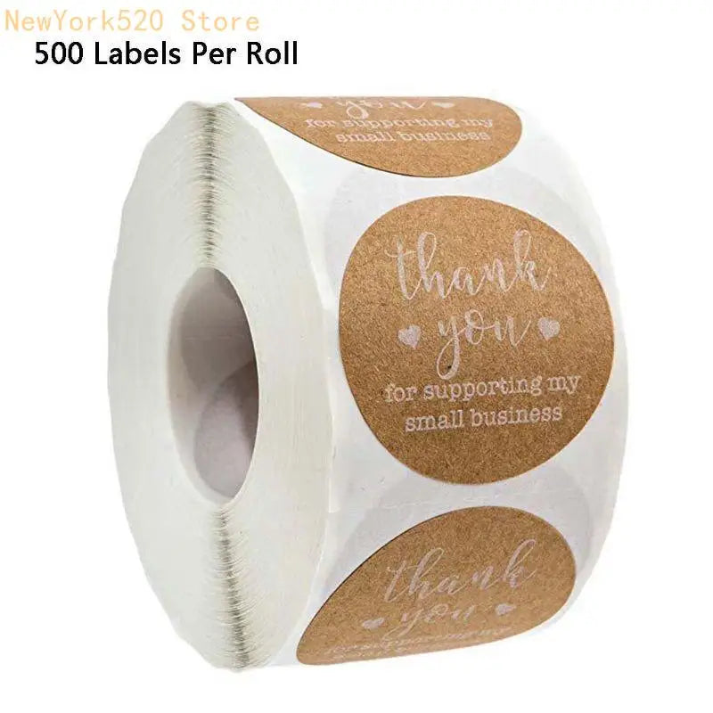 500-Pack Thank You Kraft Sticker Roll – Small Business Seal Labels