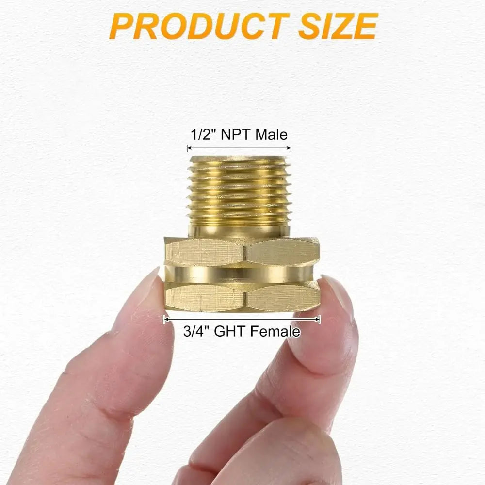 Brass 3/4" GHT to NPT Male Garden Hose Adapter Fitting