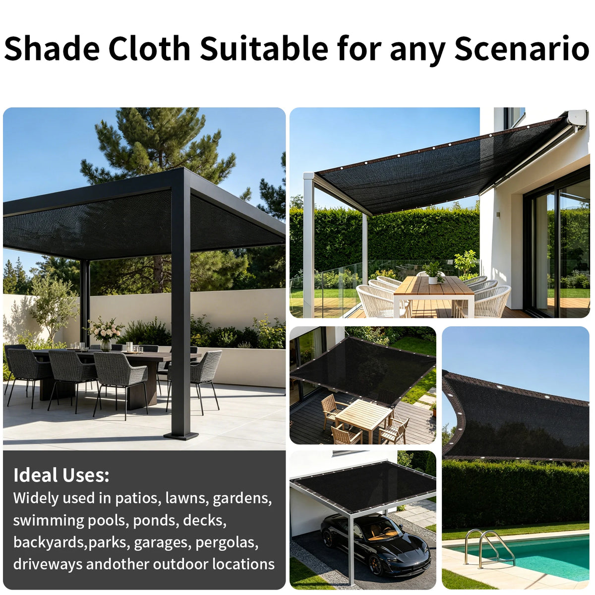 HDPE Sun Shade Net Anti-UV Canopy with Grommets | Garden & Patio