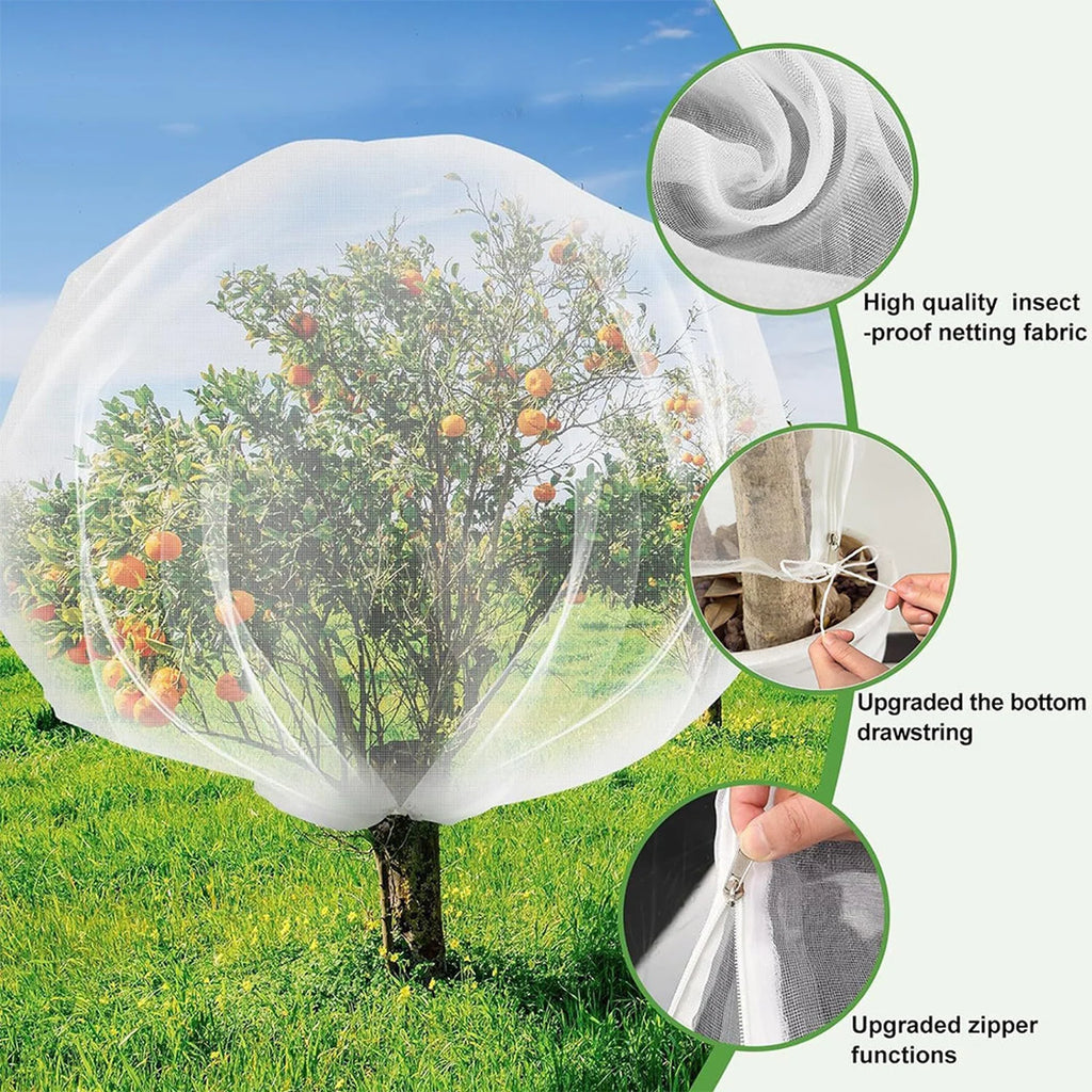 Large Fruit Tree Garden Netting Cover Zippered Drawstring Mesh
