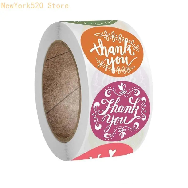 500Pcs Round Thank You Stickers | 12 Designs Gift Seal Labels