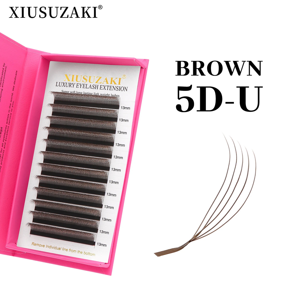 XIUSUZAKI Brown U-Shaped 3D 4D 5D Mink Volume Fan Lash Extensions