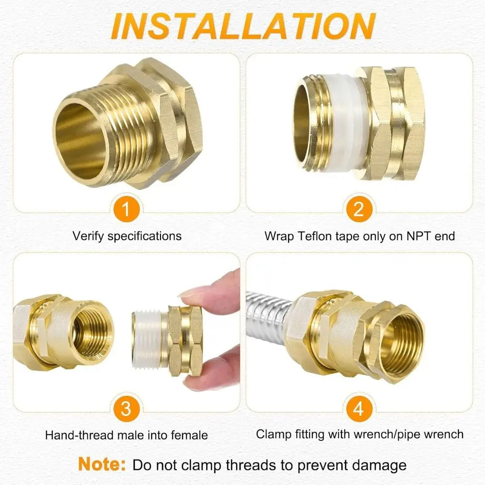 Brass 3/4" GHT to NPT Male Garden Hose Adapter Fitting