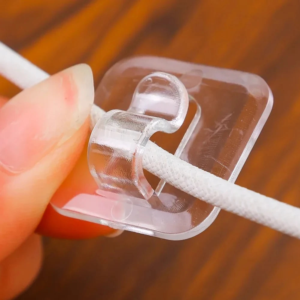 Self Adhesive Cable Hooks – Clear Wall Clips for String Lights