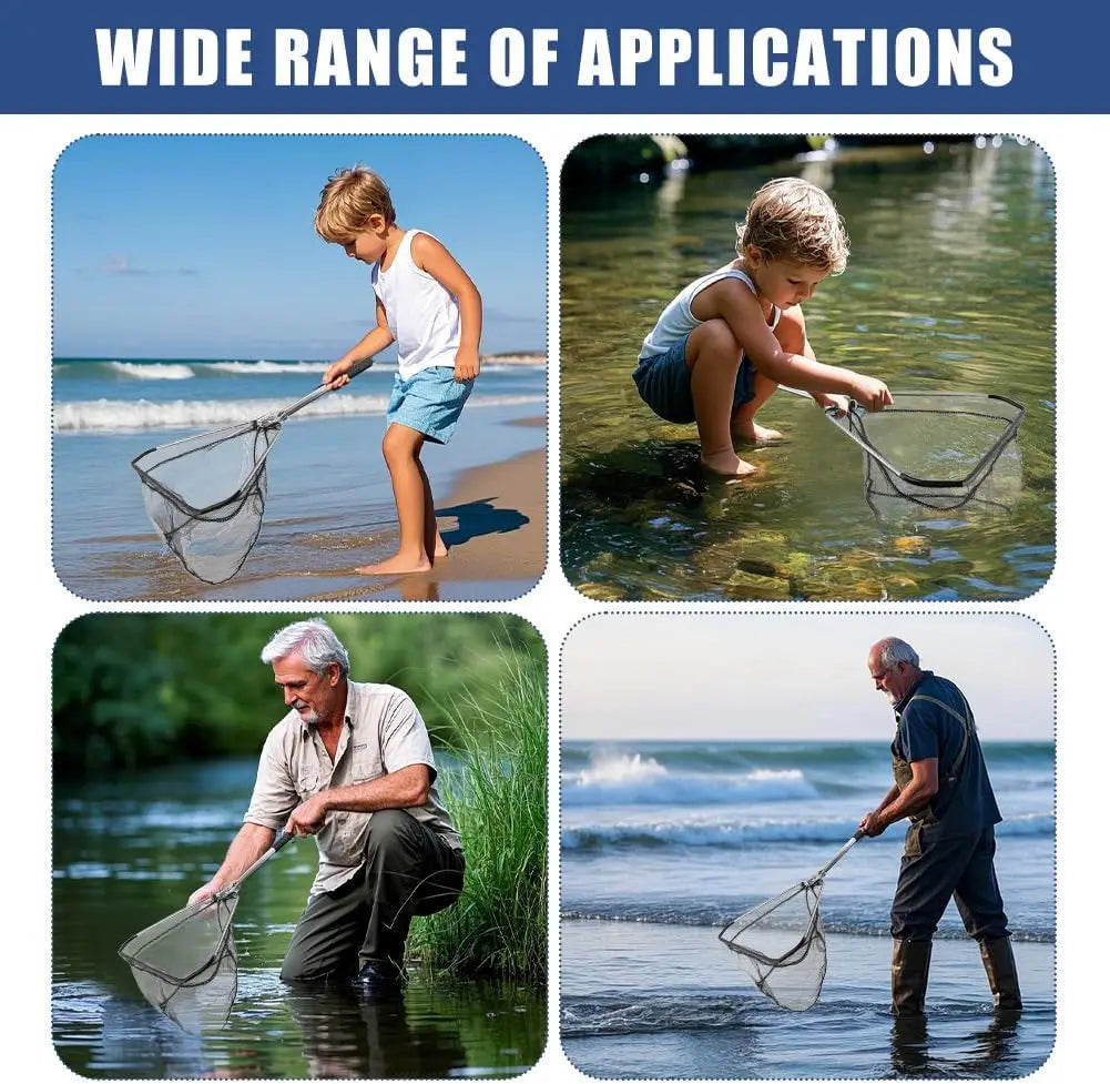 Foldable Telescopic Fish Landing Net – Collapsible Nylon Mesh